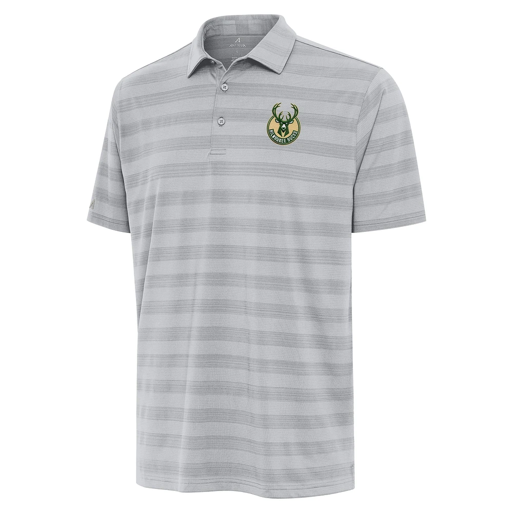 Men's Antigua Gray Milwaukee Bucks Tunnel Polo