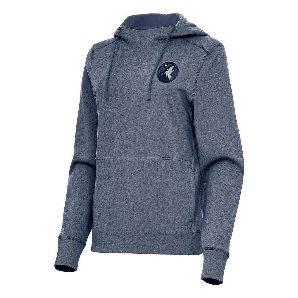 Women's Antigua Heather Navy Minnesota Timberwolves Justice Pullover Hoodie