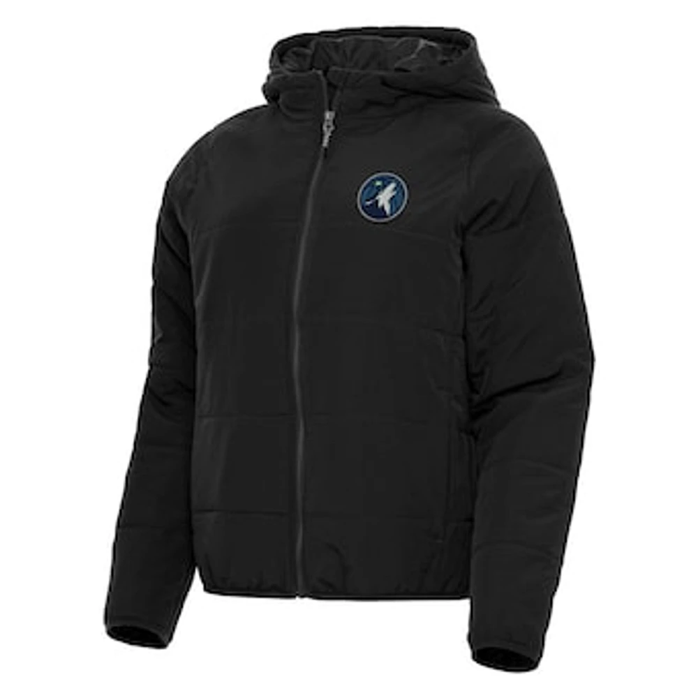 Women's Antigua Black Minnesota Timberwolves Universe Full-Zip Puffer Jacket