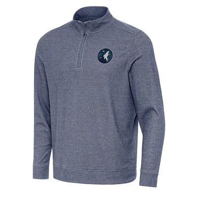 Men's Antigua Heather Navy Minnesota Timberwolves Subtle Quarter-Zip Sweatshirt