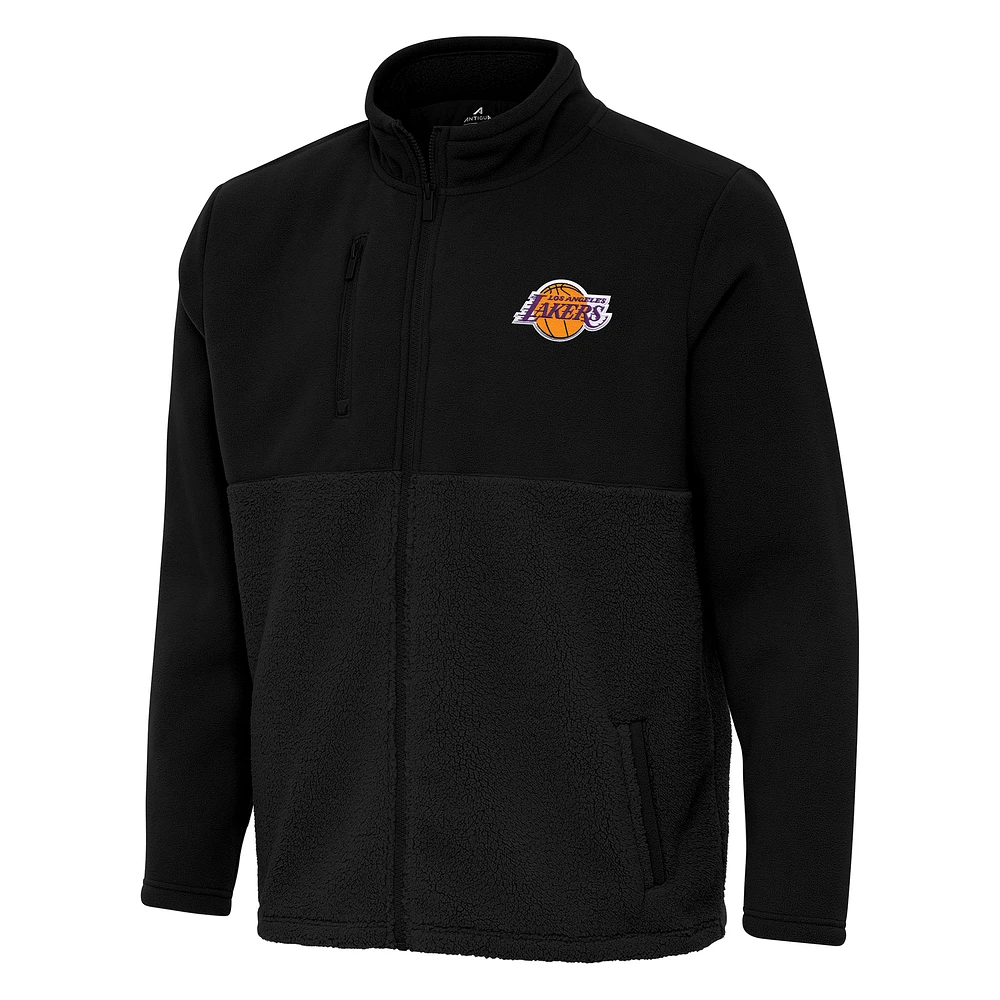 Men's Antigua Black Los Angeles Lakers Daily Fused Full-Zip Jacket