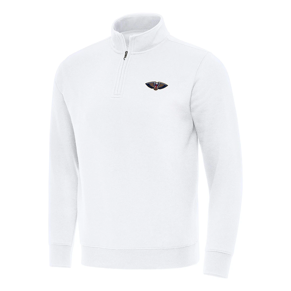 Men's Antigua White New Orleans Pelicans Victory Quarter-Zip Mock Sweatshirt