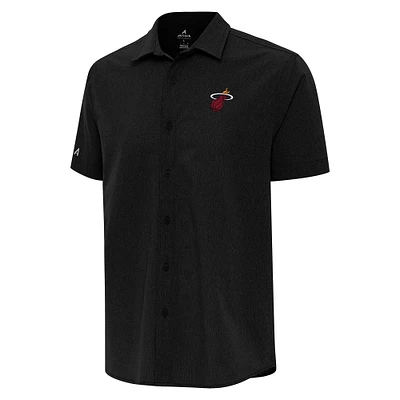 Men's Antigua Miami Heat Activate Woven Short Sleeve Button-Up Shirt