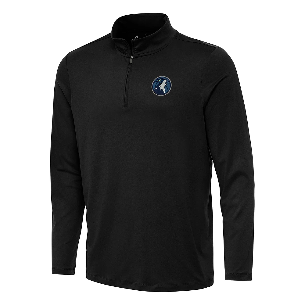 Men's Antigua Black Minnesota Timberwolves Reprocess Quarter-Zip Top