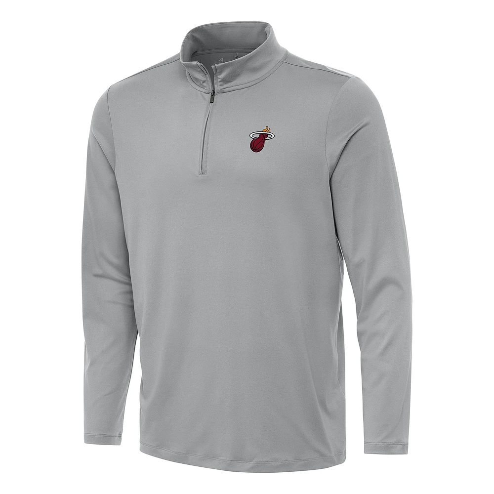 Men's Antigua Gray Miami Heat Reprocess Quarter-Zip Top
