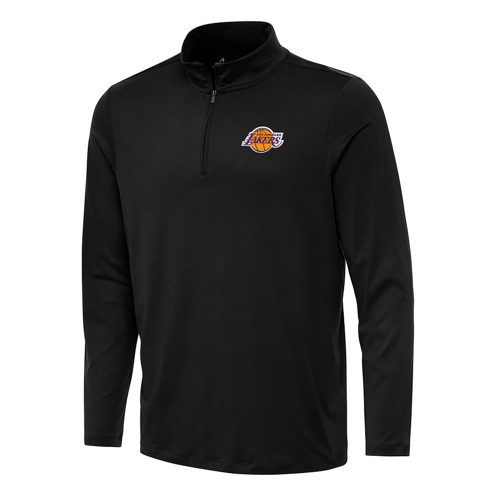 Men's Antigua Black Los Angeles Lakers Reprocess Quarter-Zip Top