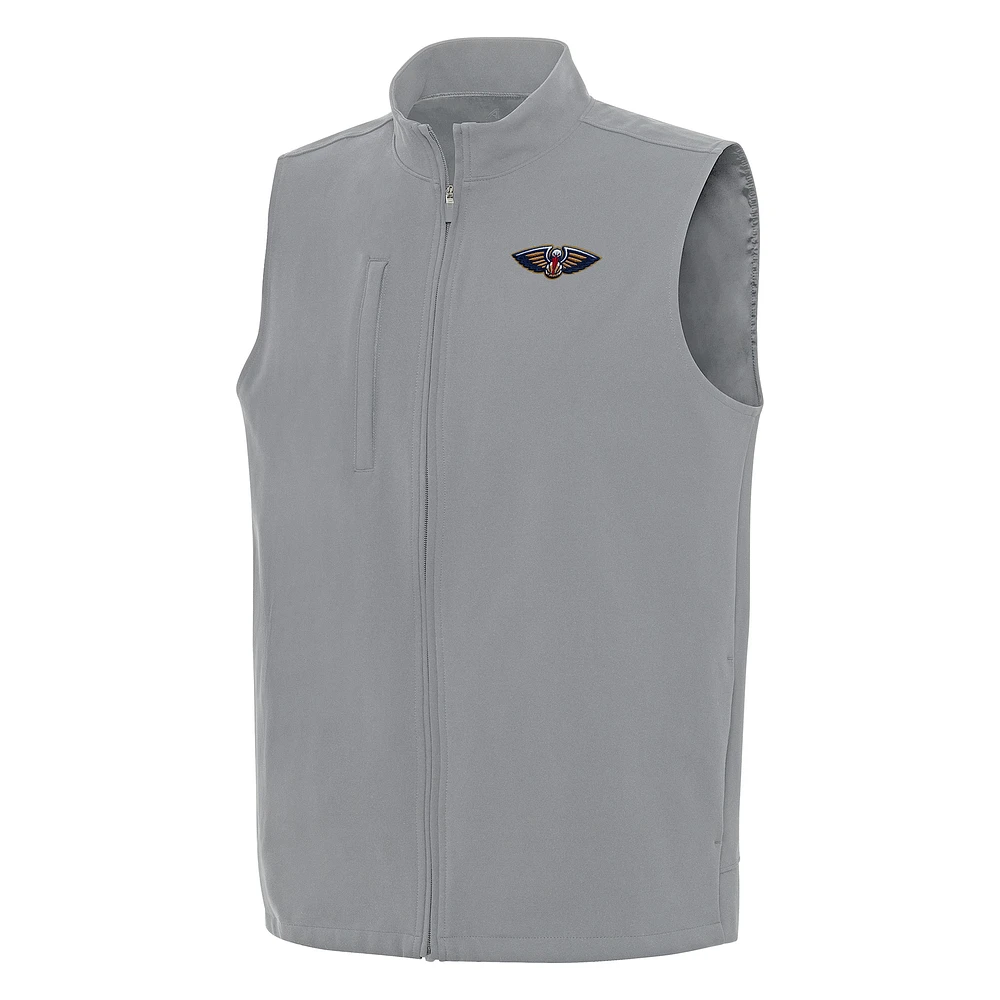 Men's Antigua Gray New Orleans Pelicans Regard Full-Zip Vest
