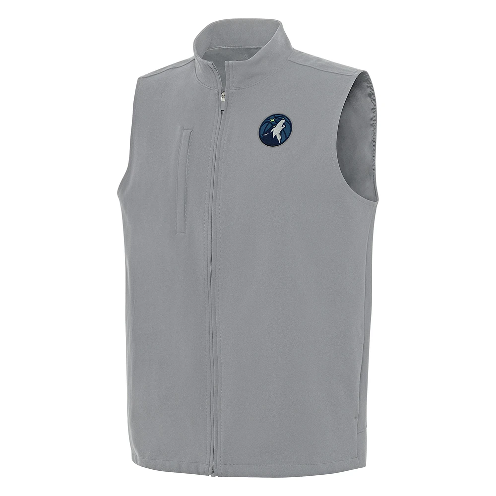 Men's Antigua Gray Minnesota Timberwolves Regard Full-Zip Vest