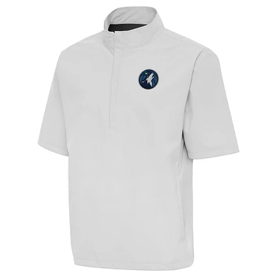 Men's Antigua  Heather Gray Minnesota Timberwolves Brisk Quarter-Zip Windbreaker