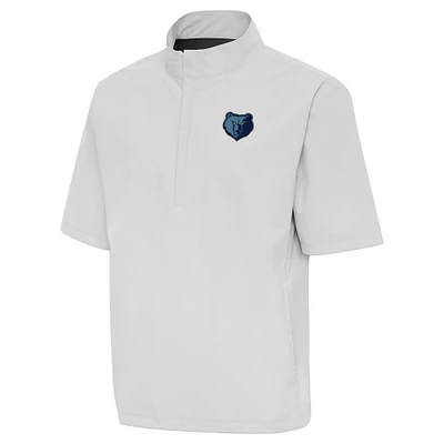Men's Antigua  Heather Gray Memphis Grizzlies Brisk Quarter-Zip Windbreaker