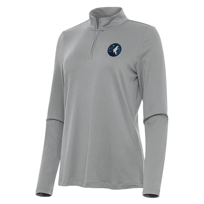 Women's Antigua Gray Minnesota Timberwolves Reprocess Quarter-Zip Top