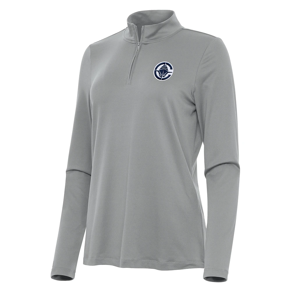 Women's Antigua Gray LA Clippers Reprocess Quarter-Zip Top