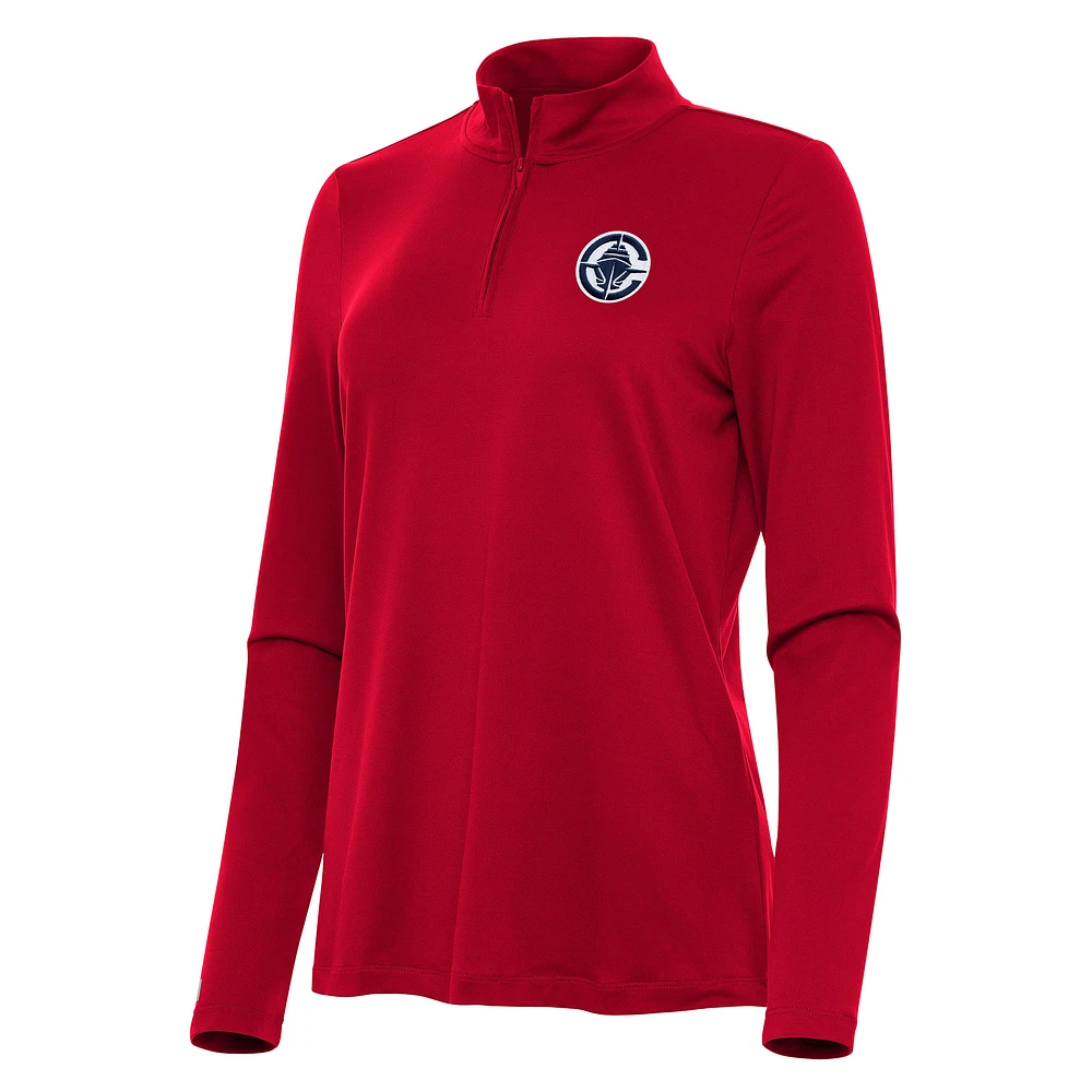Women's Antigua Red LA Clippers Reprocess Quarter-Zip Top