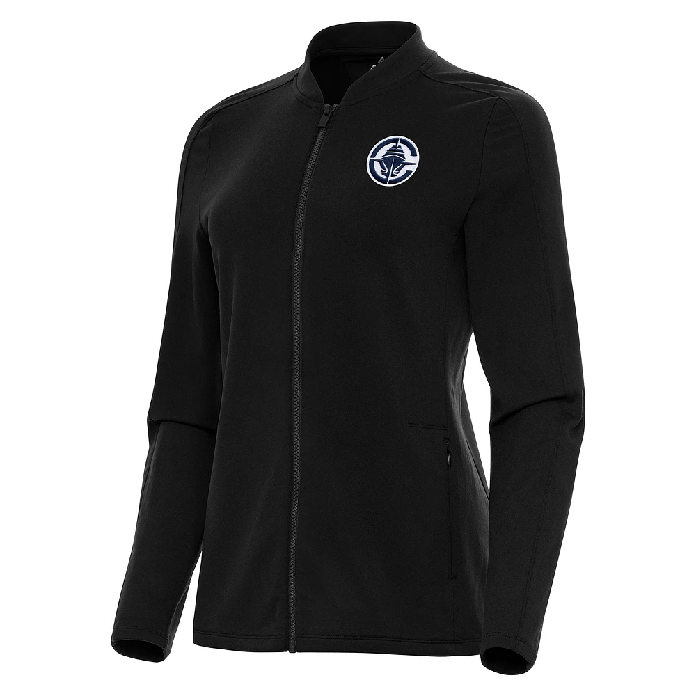 Women's Antigua Black LA Clippers Continual Full-Zip Jacket