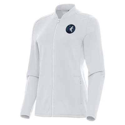 Women's Antigua White Minnesota Timberwolves Continual Full-Zip Jacket