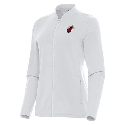 Women's Antigua White Miami Heat Continual Full-Zip Jacket