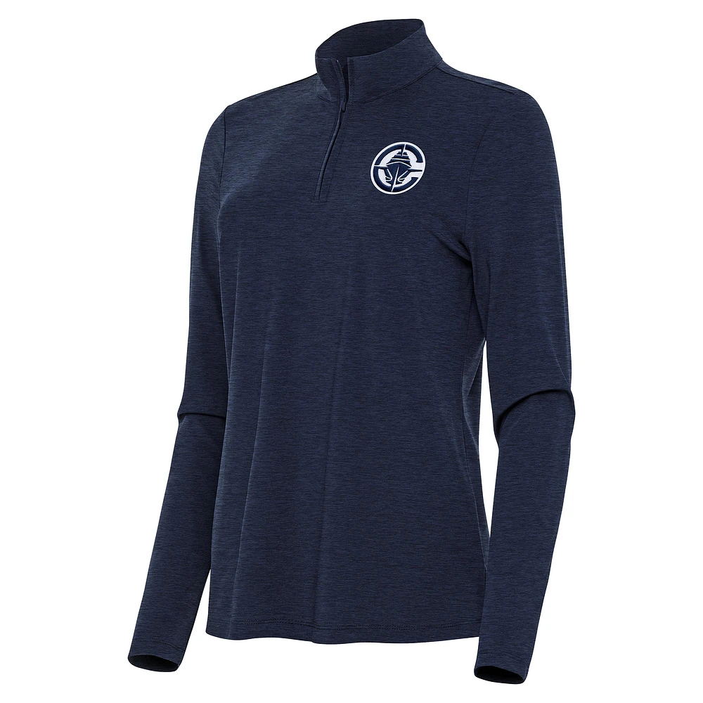 Women's Antigua Heather Navy LA Clippers Bright Quarter-Zip Top