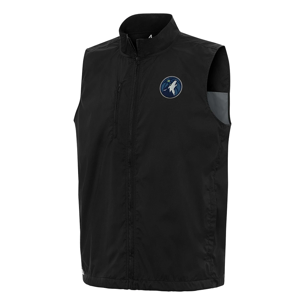 Men's Antigua Black Minnesota Timberwolves Brisk Full-Zip Vest