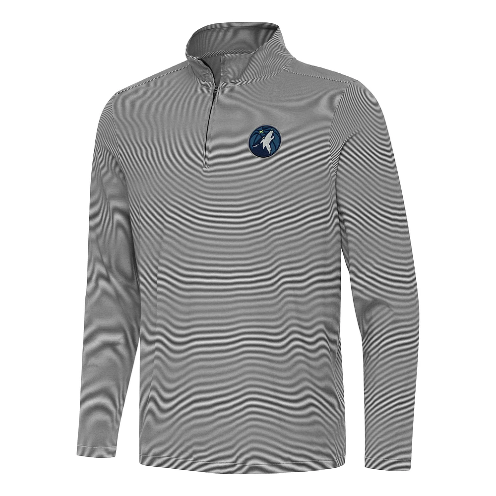 Men's Antigua Black Minnesota Timberwolves Twine Quarter-Zip Top