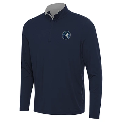 Men's Antigua Navy/Gray Minnesota Timberwolves Content Quarter-Zip Top