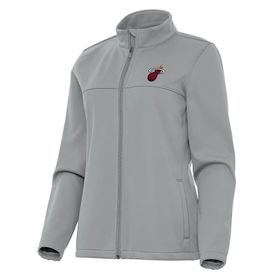 Women's Antigua Gray Miami Heat Links 2 Full-Zip Golf Jacket