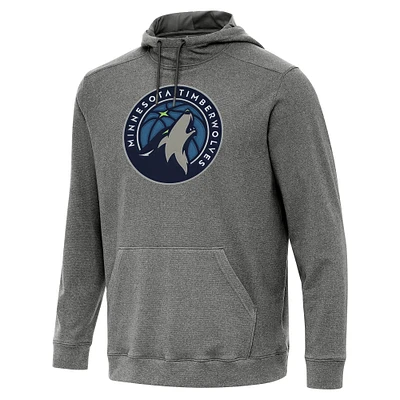 Men's Antigua Heather Black Minnesota Timberwolves Cloud Pullover Hoodie