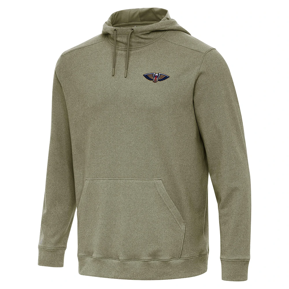 Men's Antigua Heather Olive New Orleans Pelicans Cloud Pullover Hoodie
