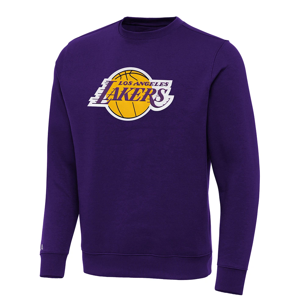Men's Antigua Purple Los Angeles Lakers Victory Crewneck Pullover Sweatshirt