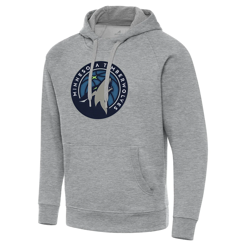 Men's Antigua Heather Gray Minnesota Timberwolves Big & Tall Victory Raglan Pullover Hoodie