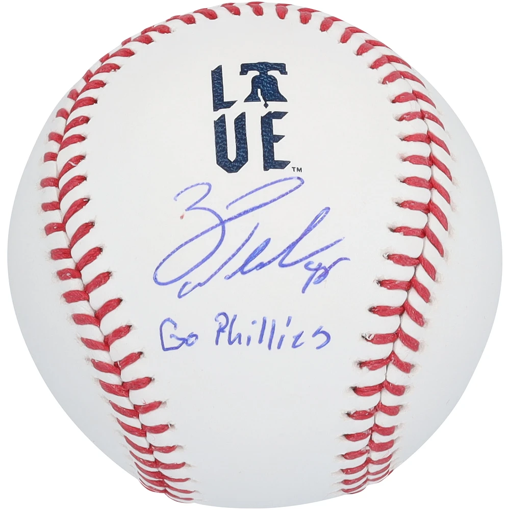 Zack Wheeler Philadelphia Phillies Autographed City Connect Logo Baseball with "Go Phillies" Inscription