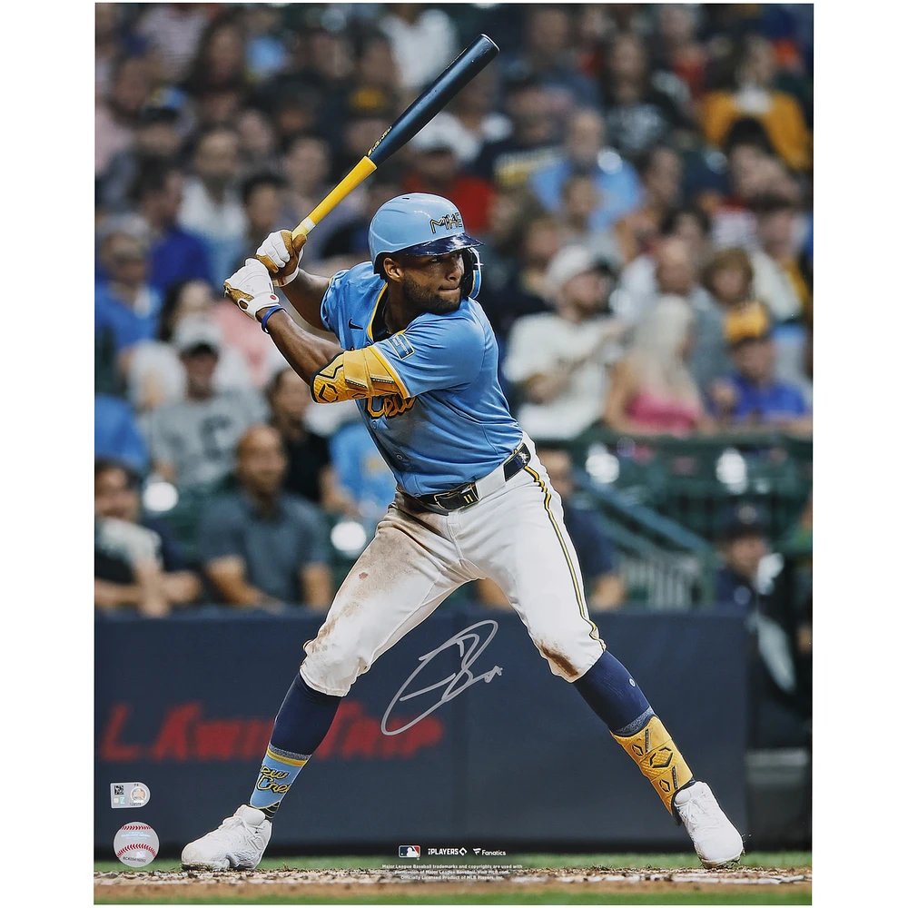 Jackson Chourio Milwaukee Brewers Autographed 16" x 20" Hitting Photograph