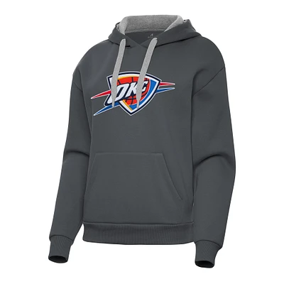 Women's Antigua Charcoal Oklahoma City Thunder Victory Pullover Hoodie