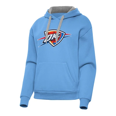 Women's Antigua Powder Blue Oklahoma City Thunder Victory Pullover Hoodie