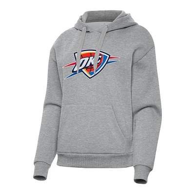Women's Antigua Heather Gray Oklahoma City Thunder Victory Pullover Hoodie