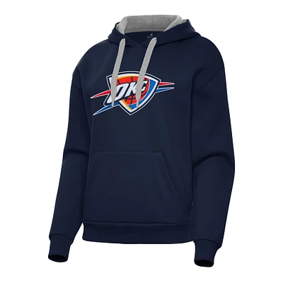 Women's Antigua Navy Oklahoma City Thunder Victory Pullover Hoodie