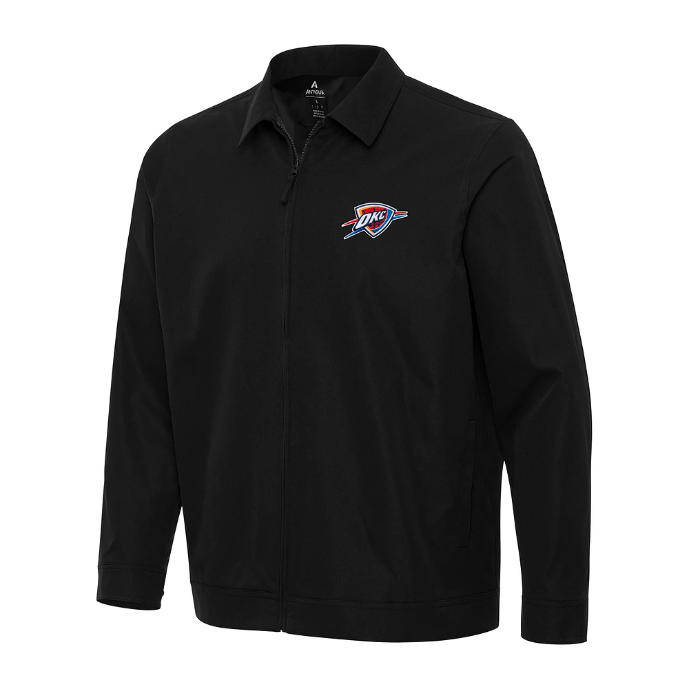 Men's Antigua Black Oklahoma City Thunder Pivot Full-Zip Jacket