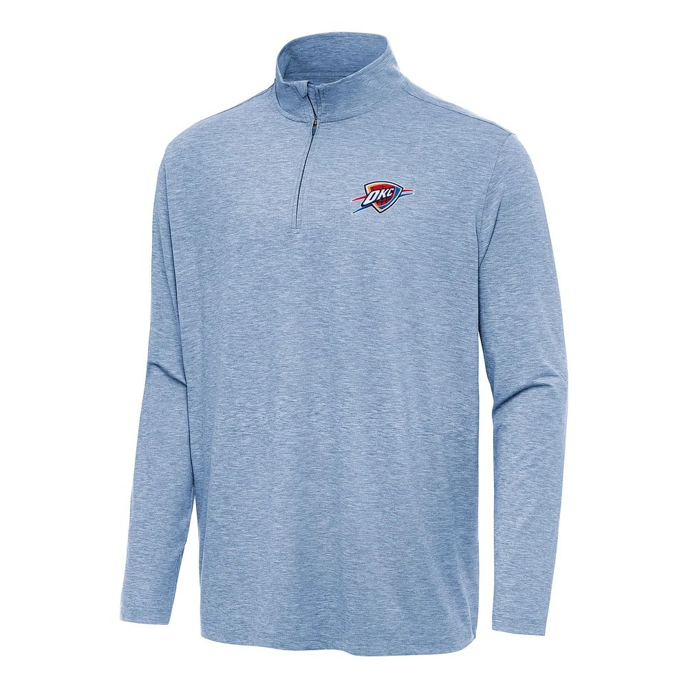 Men's Antigua Heather Blue Oklahoma City Thunder Hunk Quarter-Zip Top
