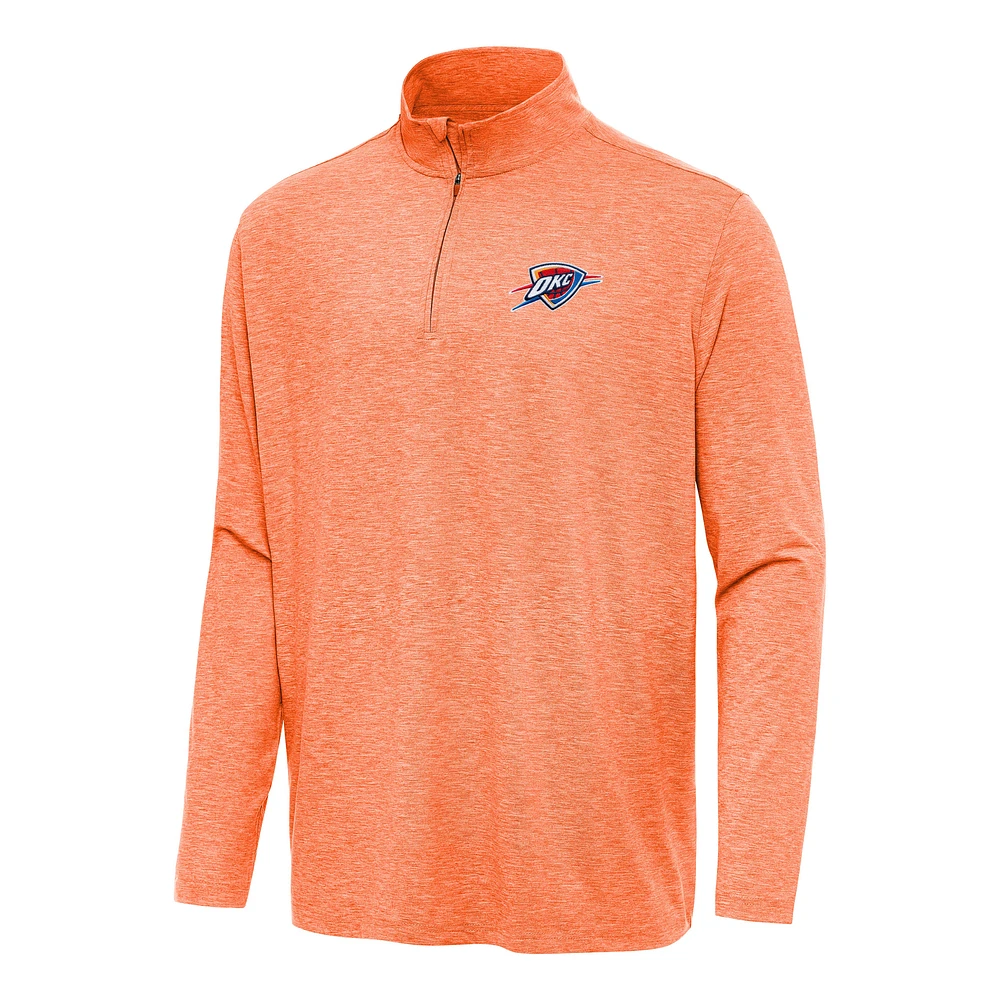 Men's Antigua Heather Oklahoma City Thunder Hunk Quarter-Zip Top