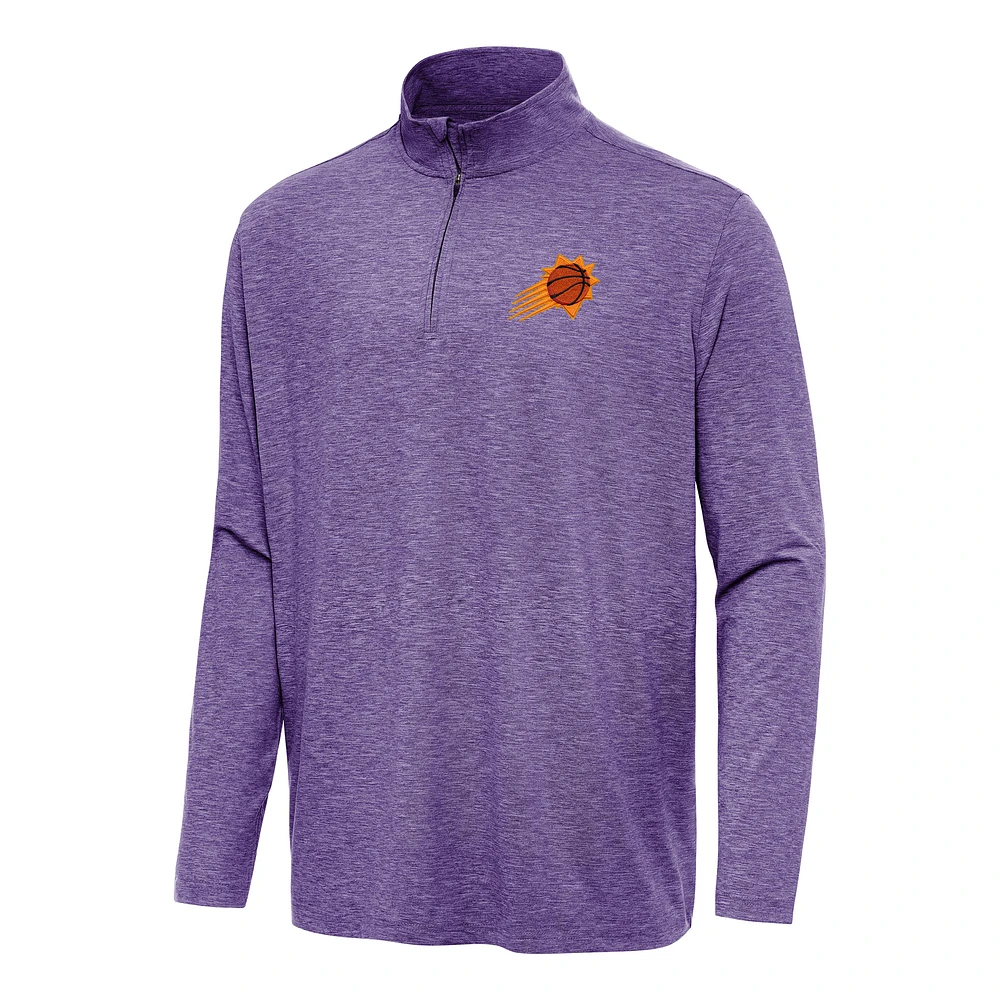 Men's Antigua Heather Purple Phoenix Suns Hunk Quarter-Zip Top