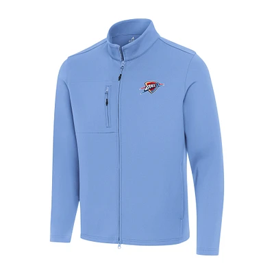 Men's Antigua Light Blue Oklahoma City Thunder Objection Double-Peached Full-Zip Jacket