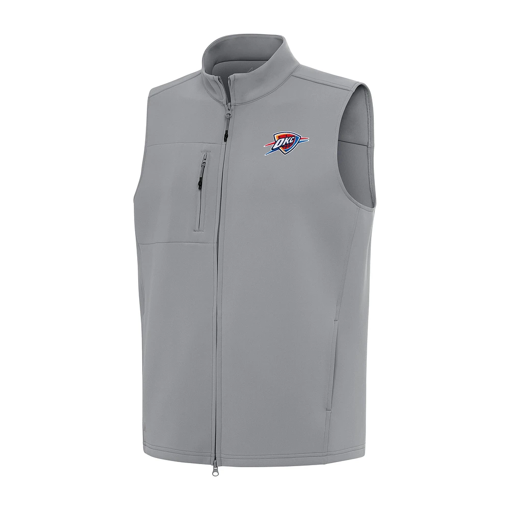 Men's Antigua Gray Oklahoma City Thunder Demand Full-Zip Vest