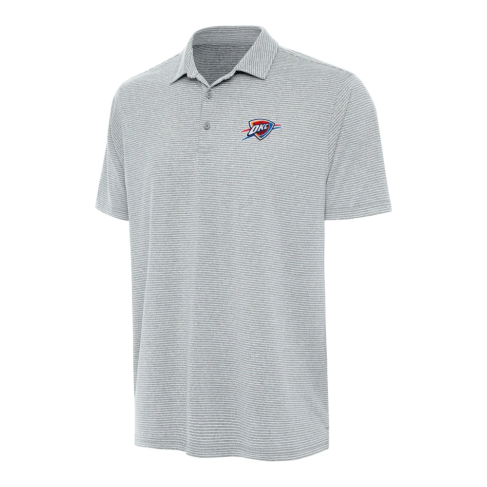 Men's Antigua Heather Gray Oklahoma City Thunder Scheme Polo