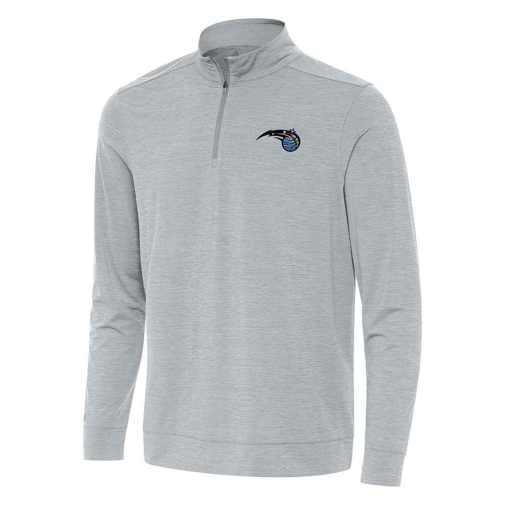 Men's Antigua Heather Gray Orlando Magic Bright Quarter-Zip Top