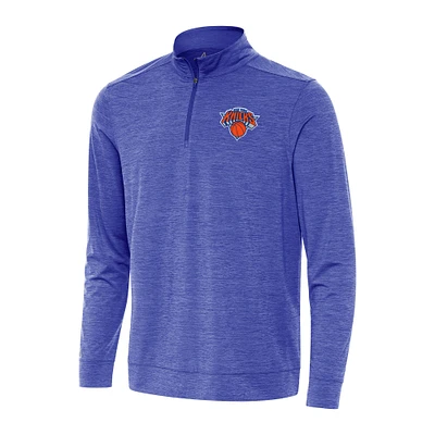 Men's Antigua Heather Royal New York Knicks Bright Quarter-Zip Top