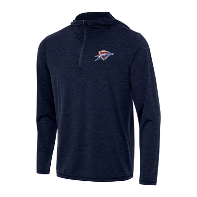 Men's Antigua Heather Navy Oklahoma City Thunder Tidy Quarter-Zip Hoodie