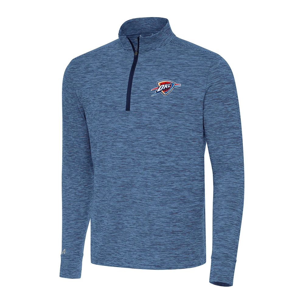 Men's Antigua Heather Navy Oklahoma City Thunder Cause Quarter-Zip Top