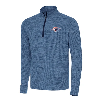 Men's Antigua Heather Navy Oklahoma City Thunder Cause Quarter-Zip Top