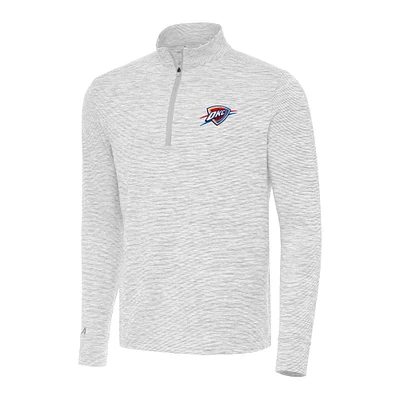 Men's Antigua Gray Oklahoma City Thunder Cause Quarter-Zip Top