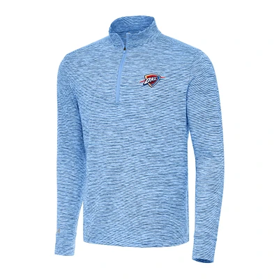 Men's Antigua Heather Powder Blue Oklahoma City Thunder Cause Quarter-Zip Top