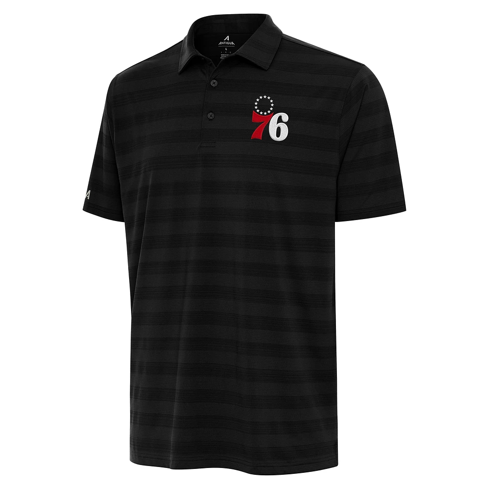 Men's Antigua Black Philadelphia 76ers Tunnel Polo